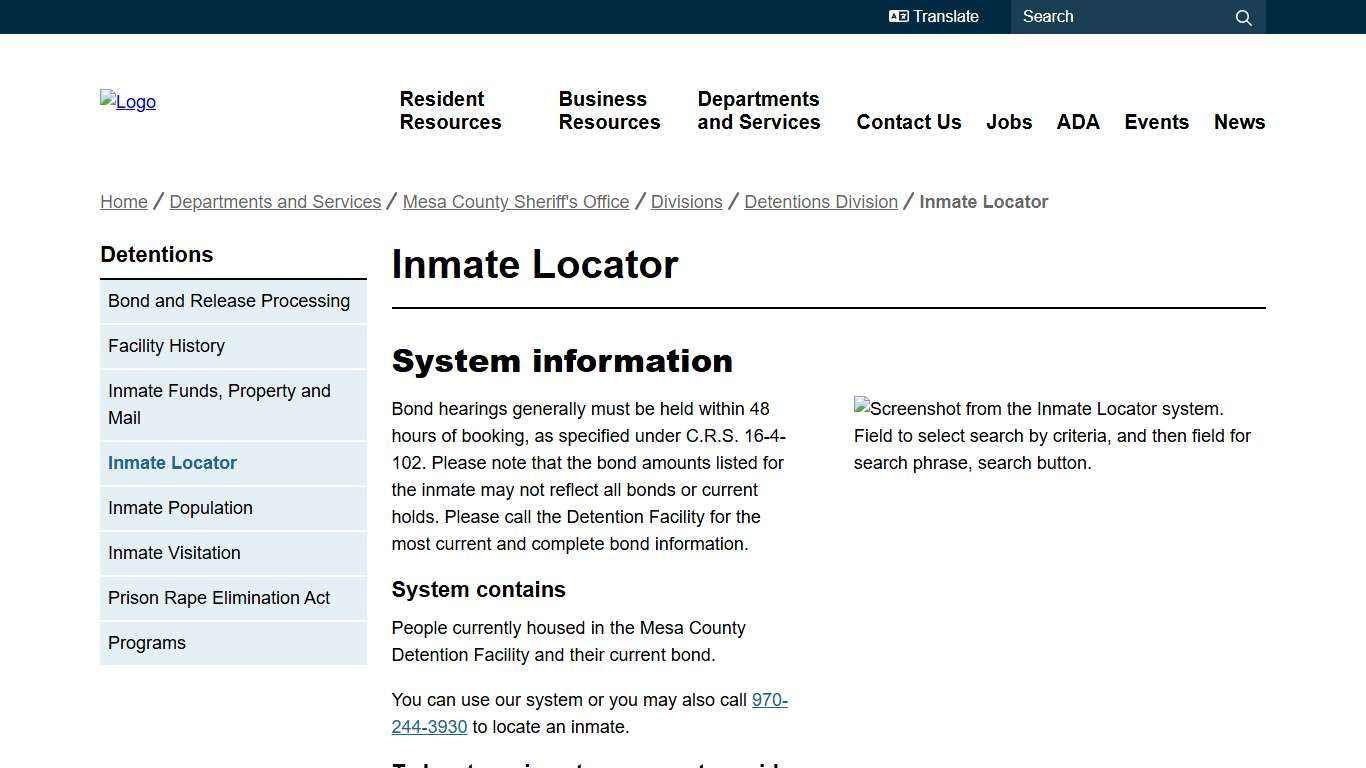 Inmate Locator | Mesa County
